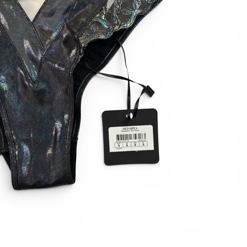 Honey Birdette OLYMPIA Bustier Black Oil Slick 2 Piece Set 32DDD & Small Panties - Picture 6 of 7